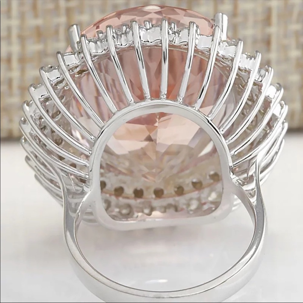 New 925 Silver Huge Beautiful Champagne Ring - Picture 4 of 4